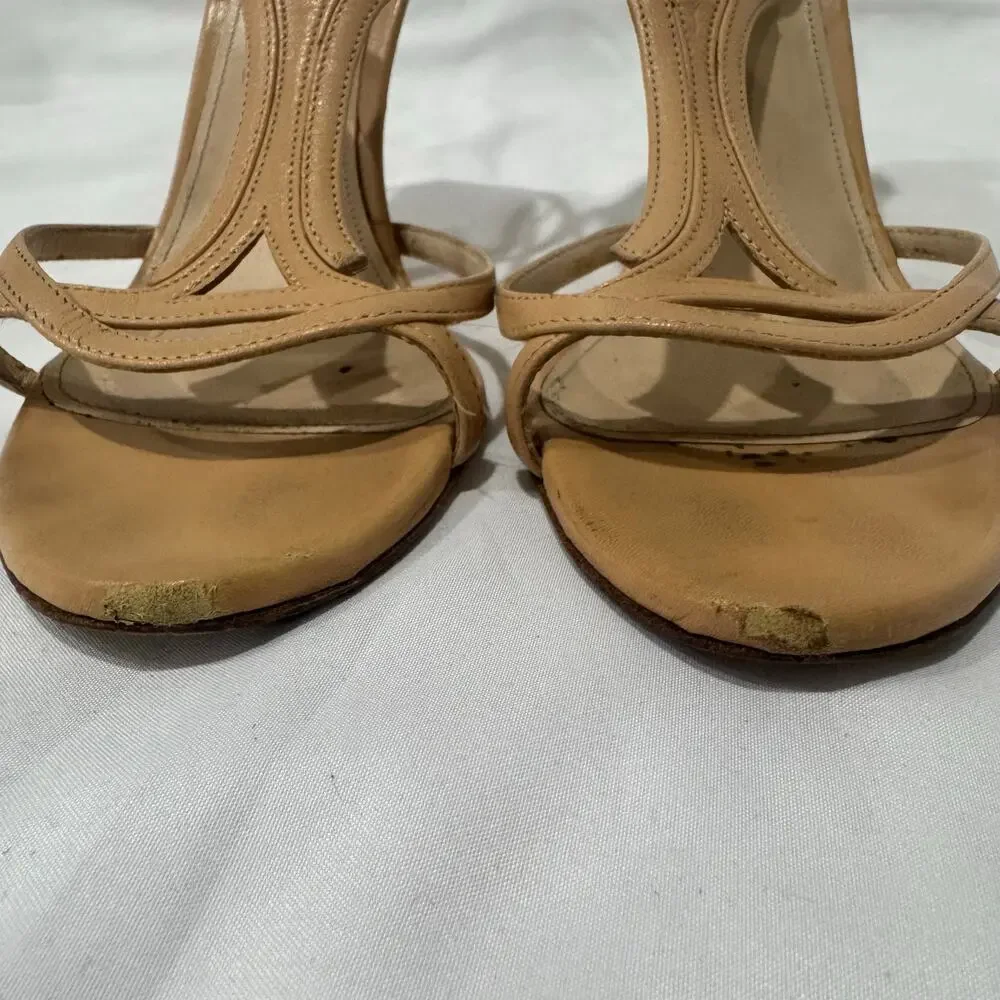 Bottega Veneta Nude Leather Strappy Stiletto Sandals Heels 39 Italy